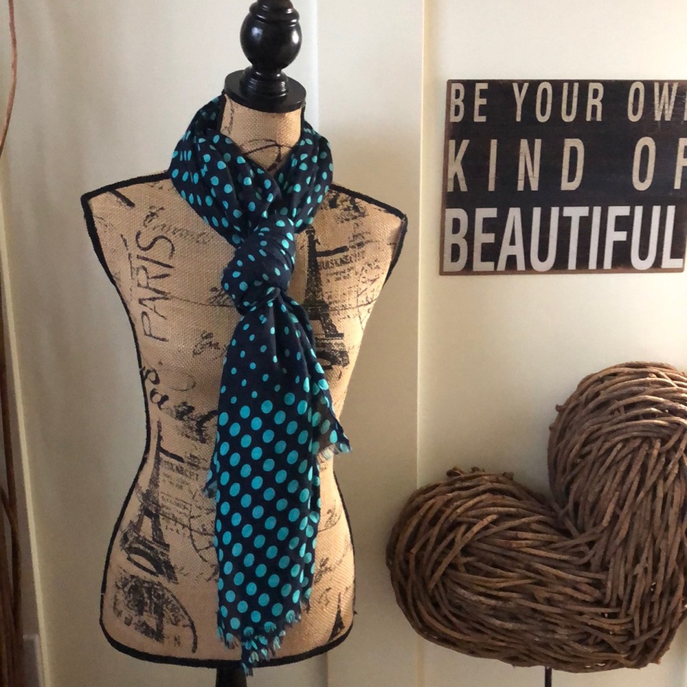Banana Republic navy and teal dotted scarf